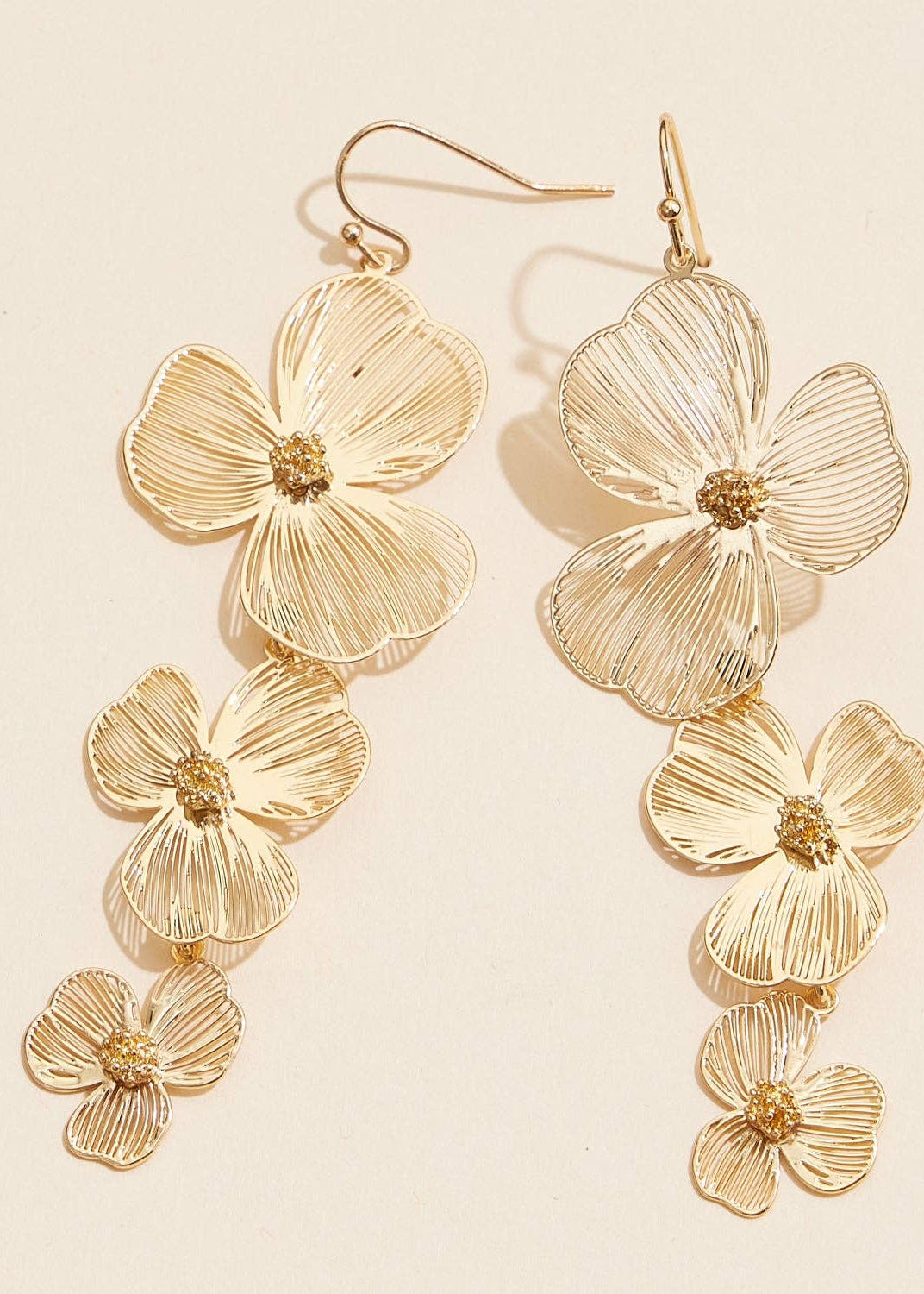Delicate Laser Cut 3D Floral Filigree Drop Earrings