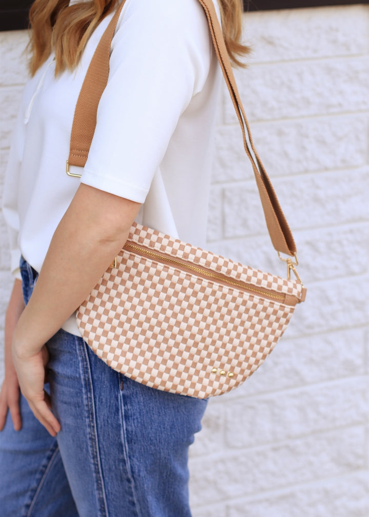 Westlyn Woven Bum Bag in Checkered Brown
