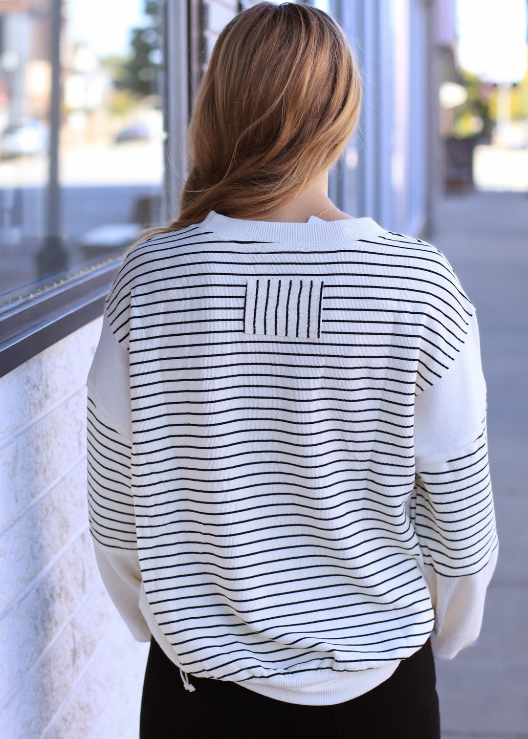 The Fragment Stripe Top in Ivory