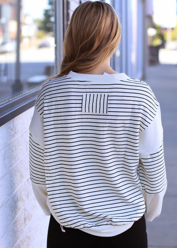 The Fragment Stripe Top in Ivory