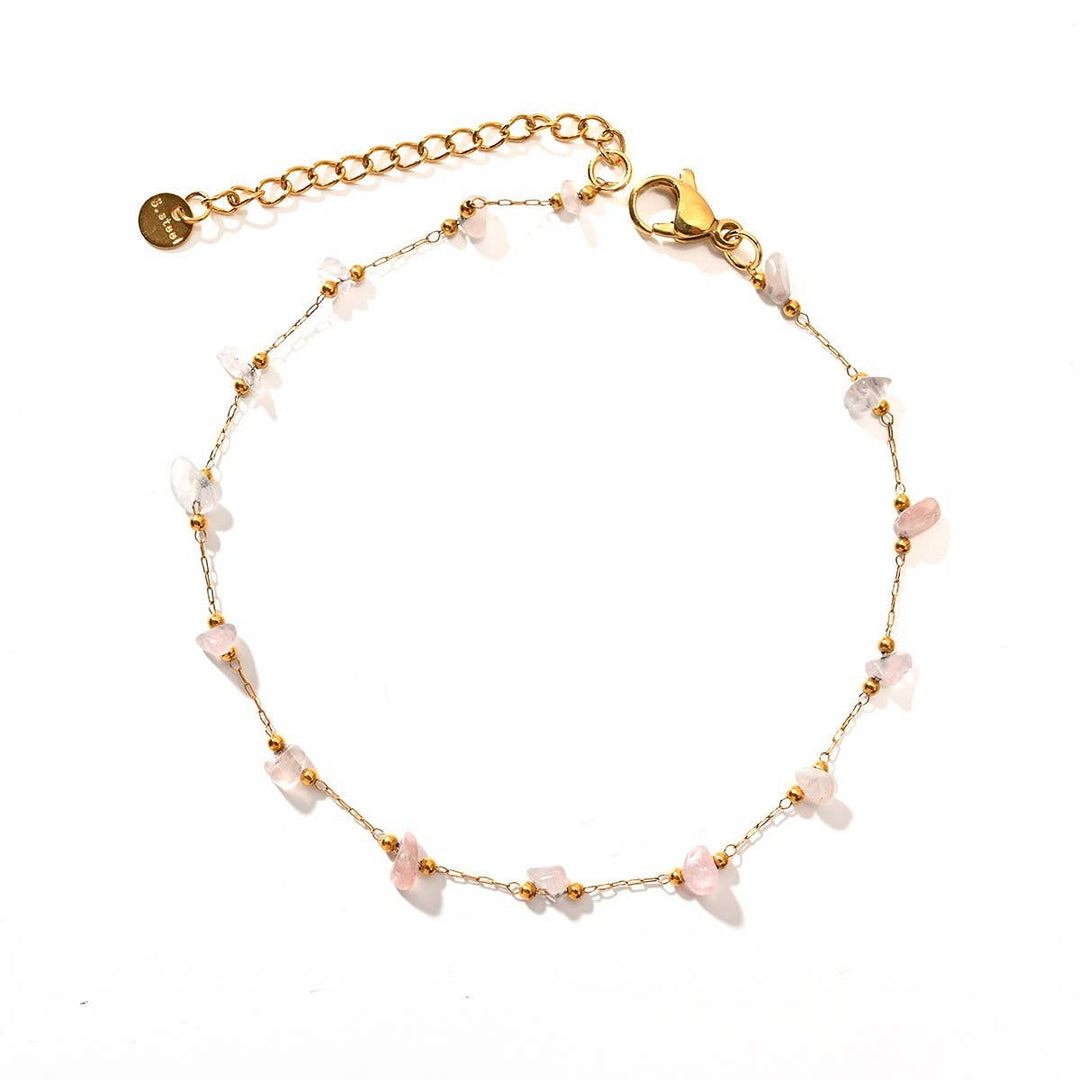 Stainless Steel Anklet with Colorful Stone Beads