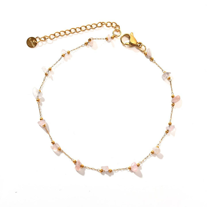 Stainless Steel Anklet with Colorful Stone Beads