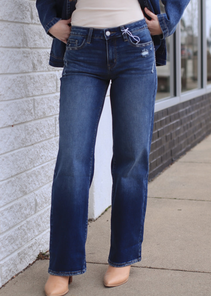 The Grindstone Mid Rise Wide Leg Jean