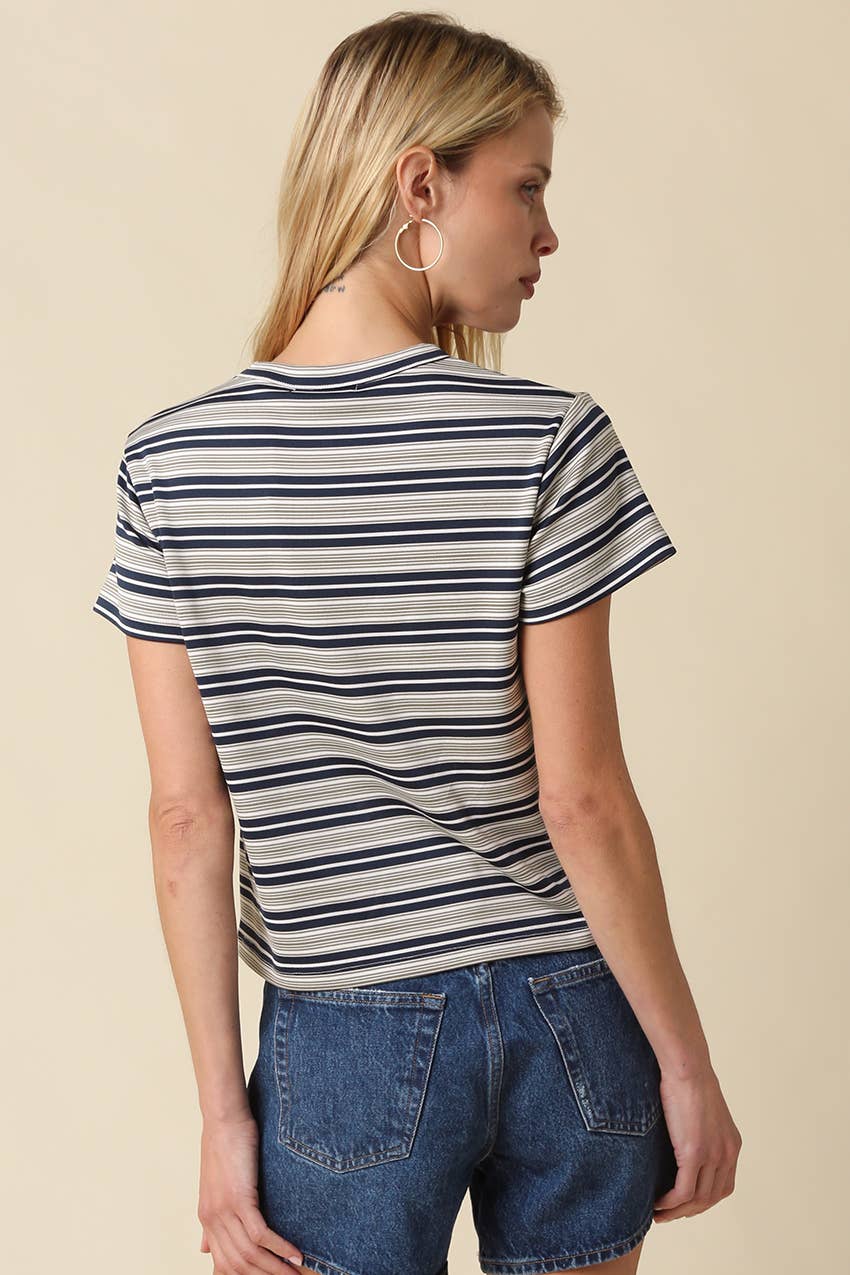 Mila Stripe Baby Tee in Cream &amp; Brown