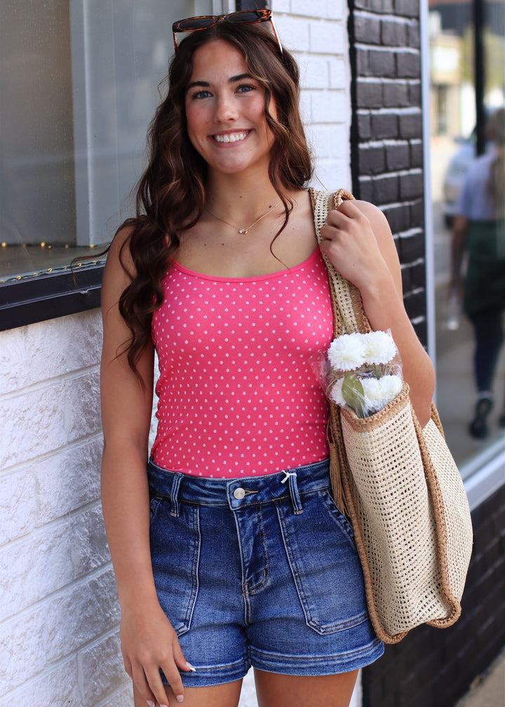 Polka Dot Strap Cami in Aloha Fuchsia