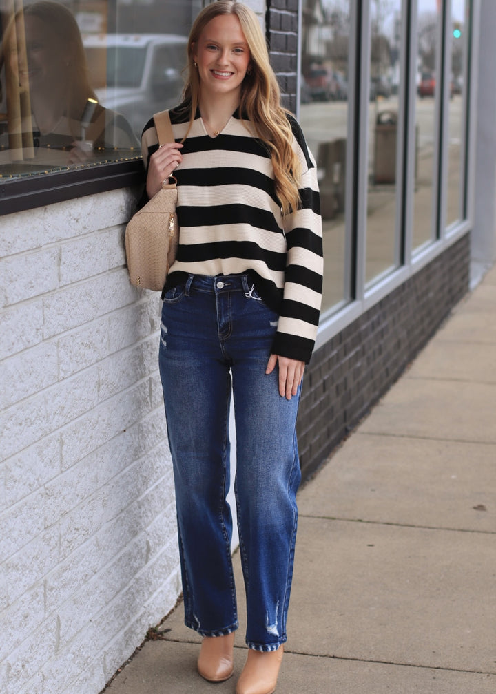 The Union Stripe Knit Pullover Top
