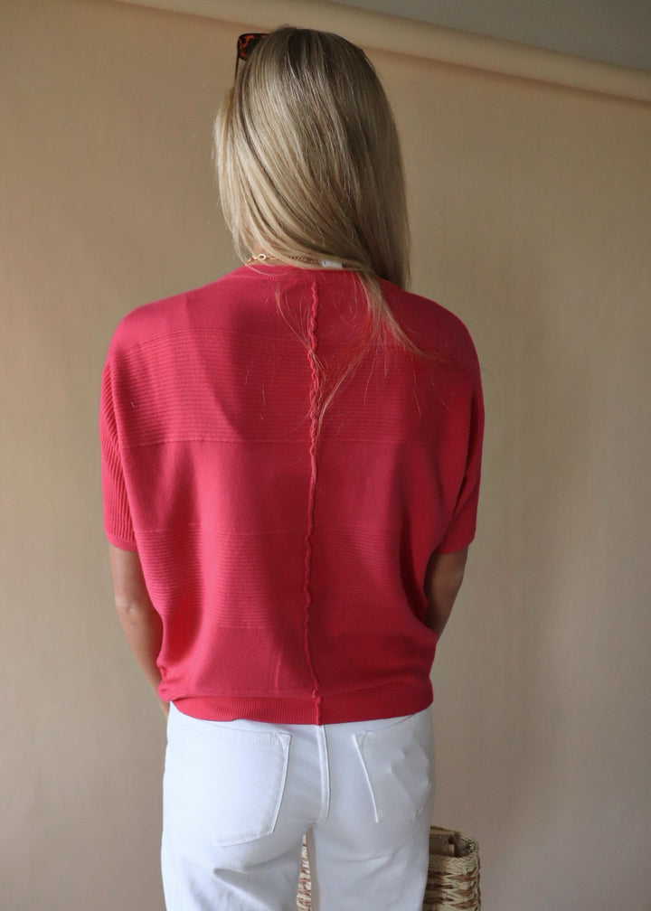 Fuchsia Soft Fine Gauge Elbow Dolman Top
