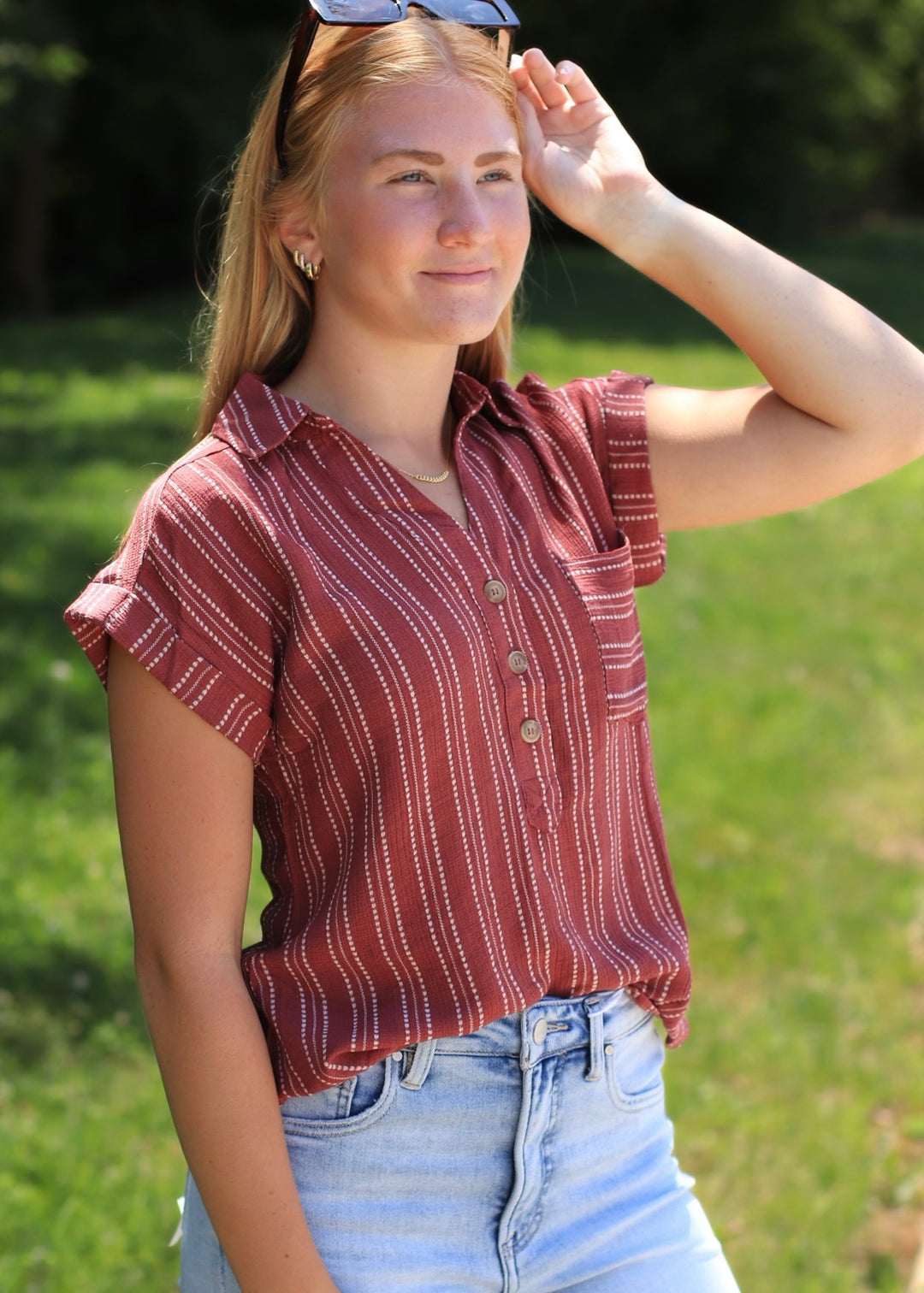 The Maren Burgundy Blouse