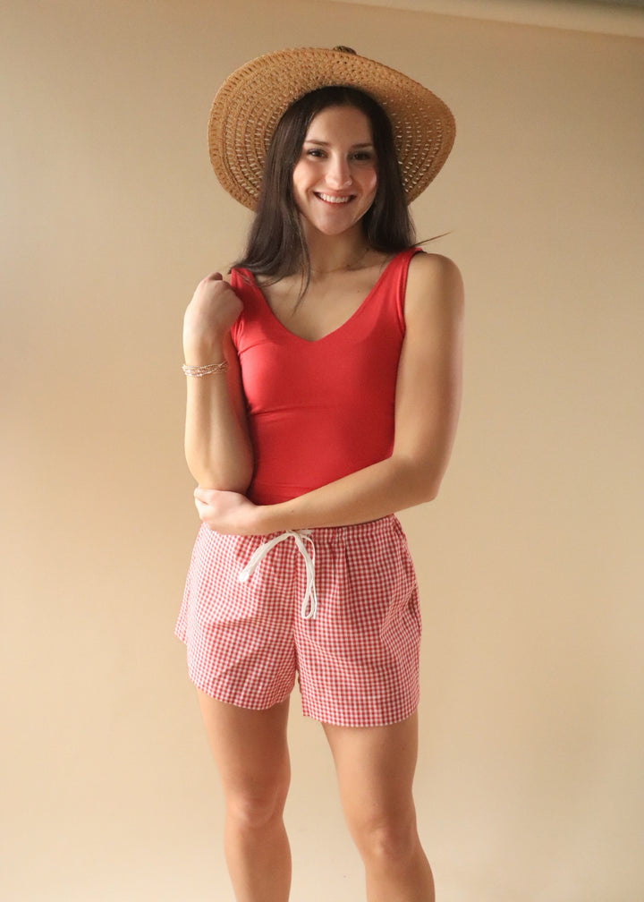 Basic V-Neck Tank in Poppy