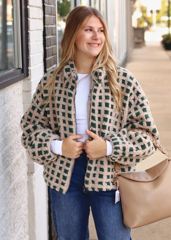 Taupe Multi Fuzzy Sherpa Jacket