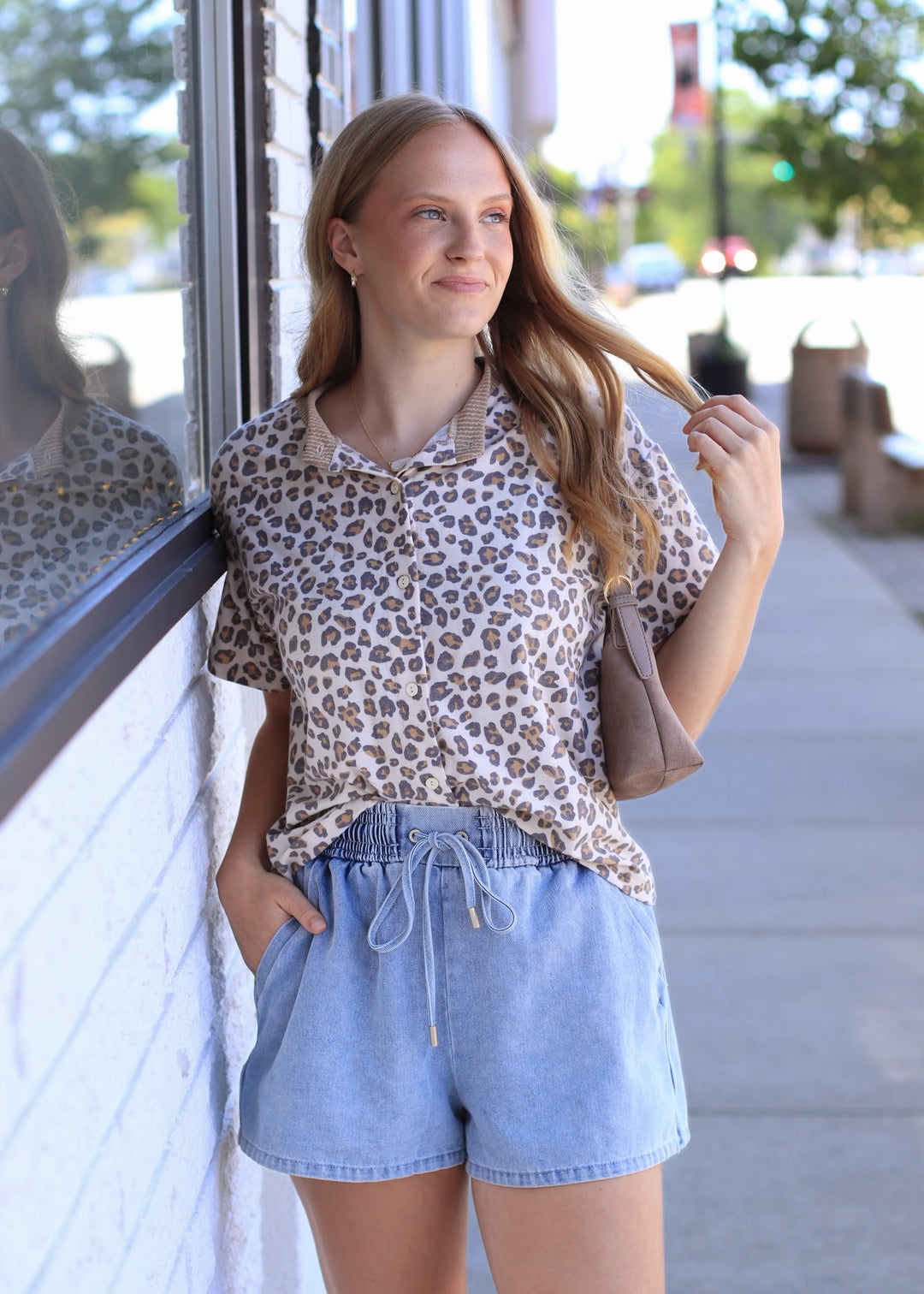 Leopard Print Button Down French Terry Cardigan