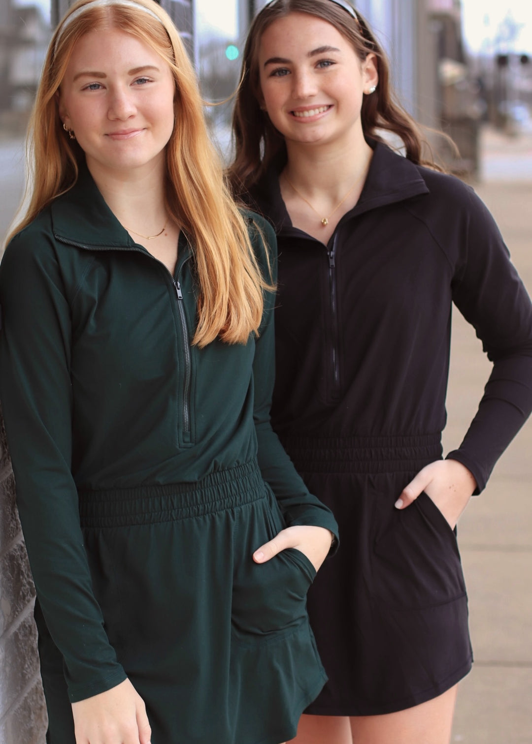 Butter Soft Quarter Zip Romperskirt in Regency Green