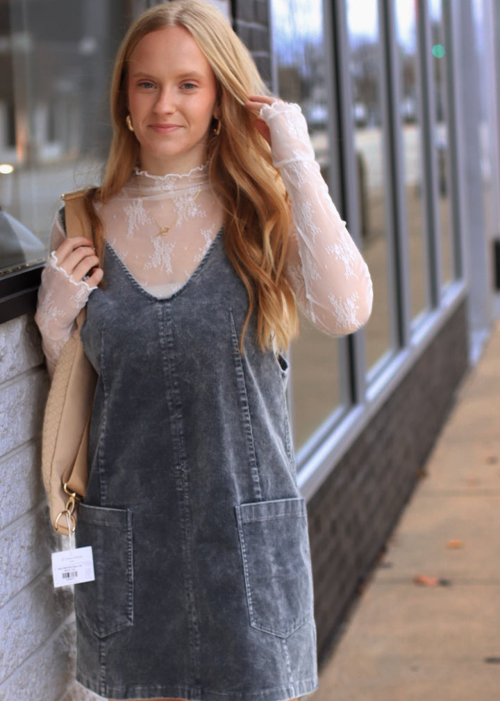 The Elara Lace Mock Neck