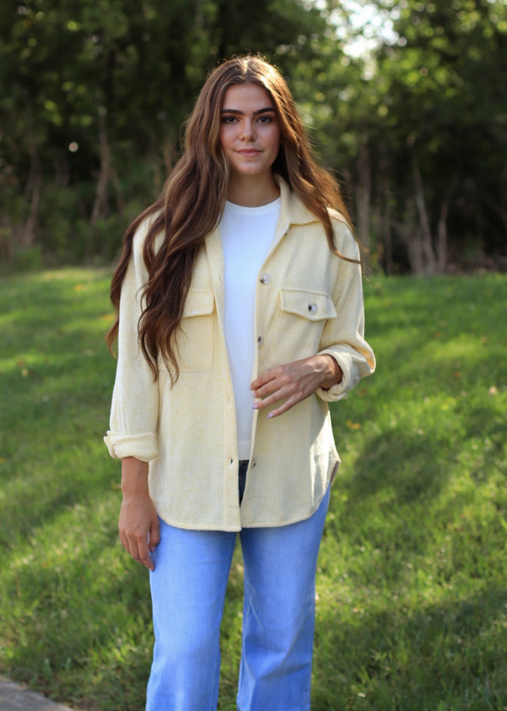 RESTOCK Fall Season Two Tone Shacket in Yellow