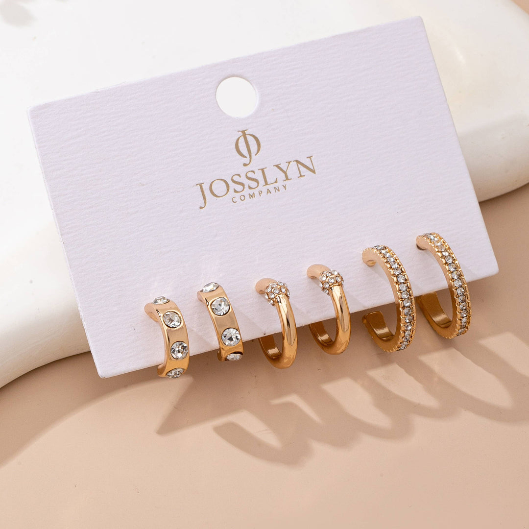 Gold-Tone Crystal Huggie Hoop Earring Set