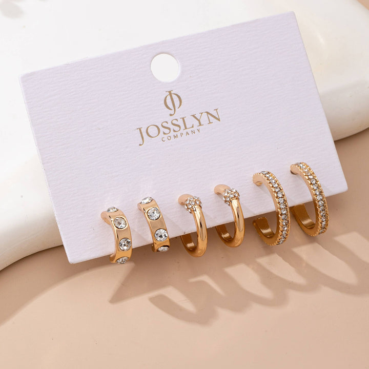 Gold-Tone Crystal Huggie Hoop Earring Set