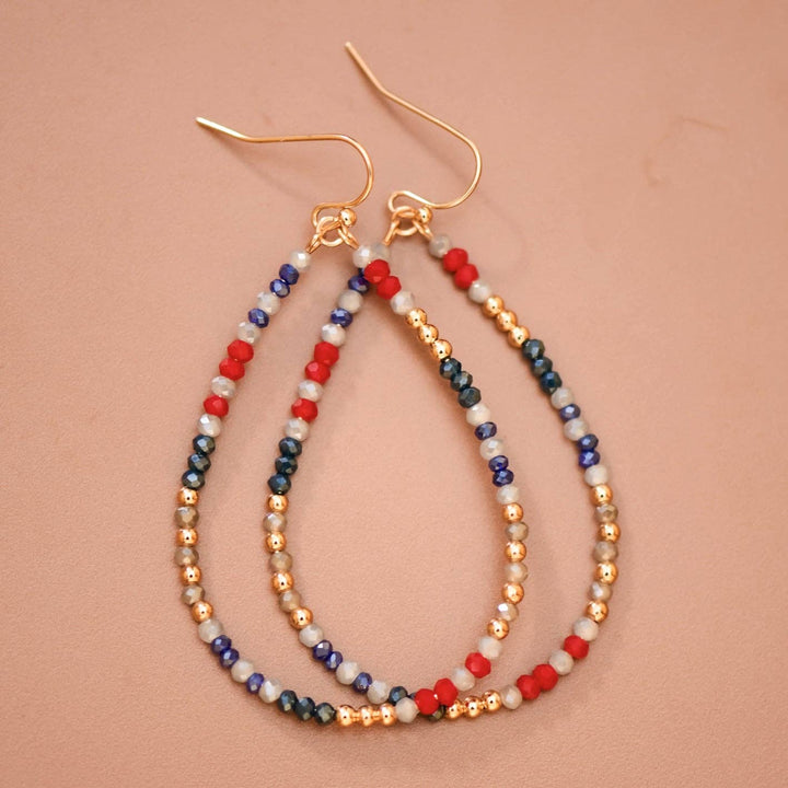 Patriotic Beaded Teardrop Earrings
