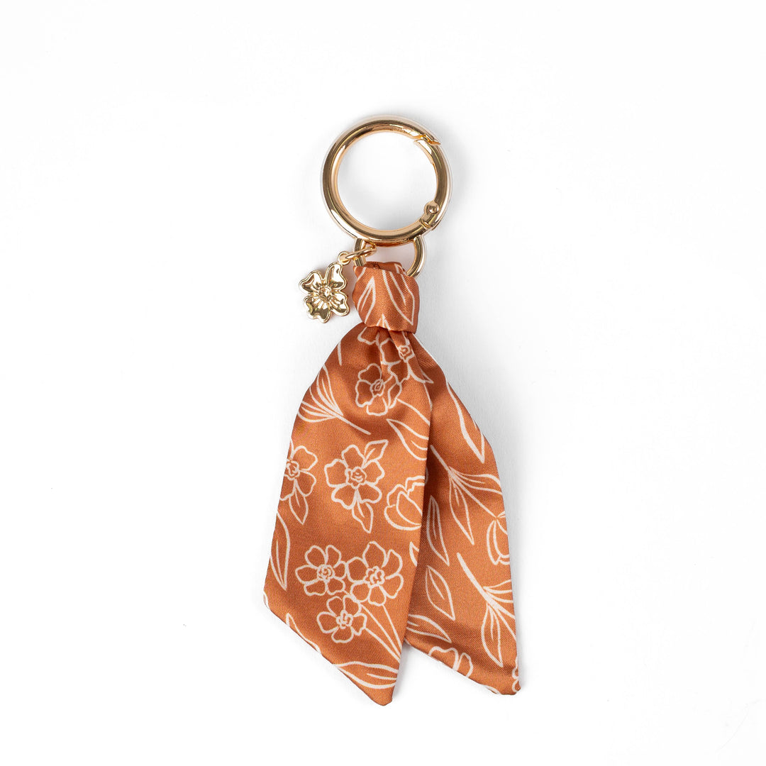 Floral Satin Keychain Blue Stripes