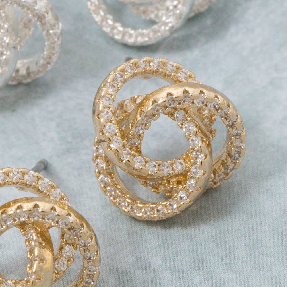 Pave Knot Stud Earrings