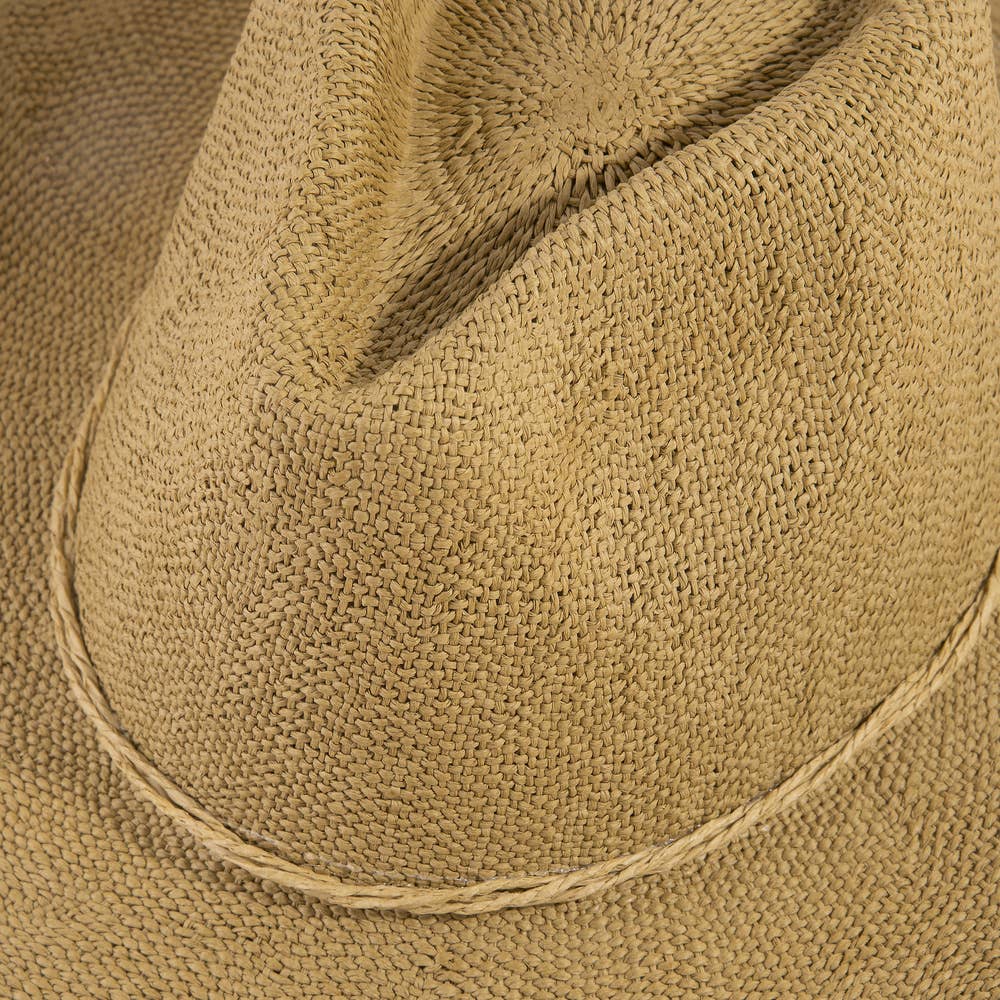 Paper Straw Braided Cord Band Cowboy Hat