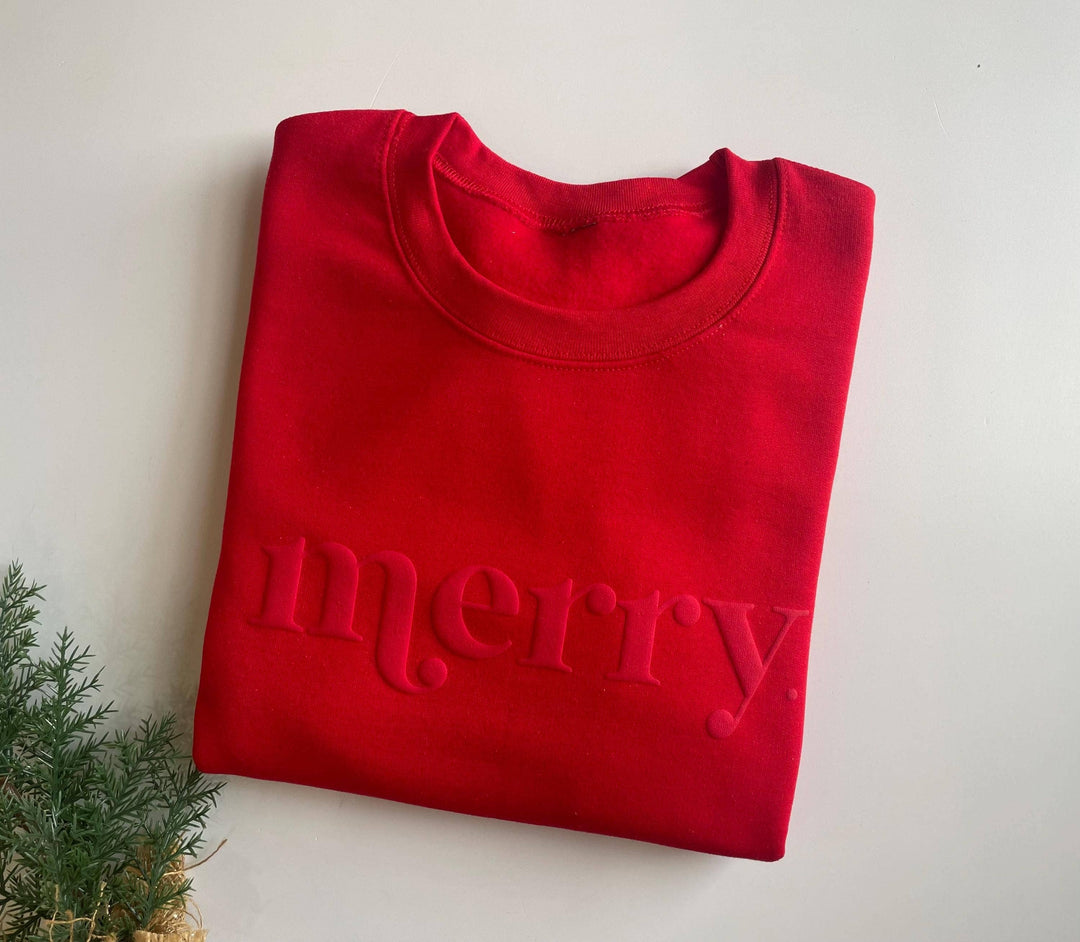 Retro Embossed Merry Sweatshirt