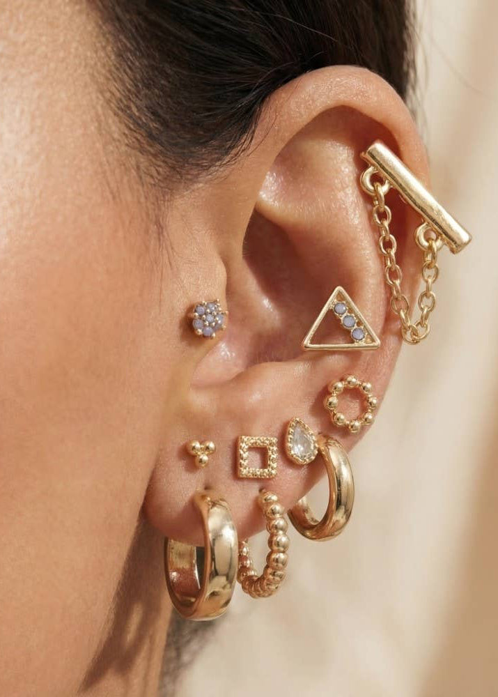 Assorted Crystal Stud And Hoop Earring Set