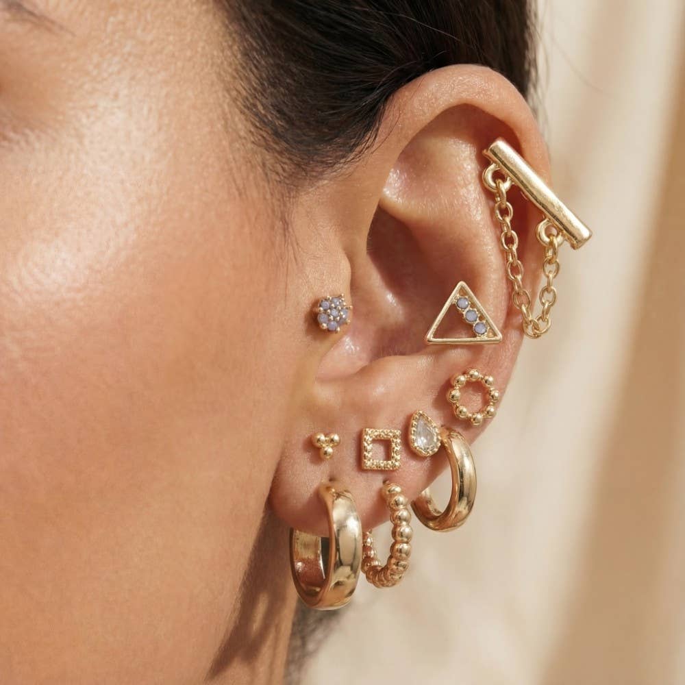 Assorted Crystal Stud And Hoop Earring Set