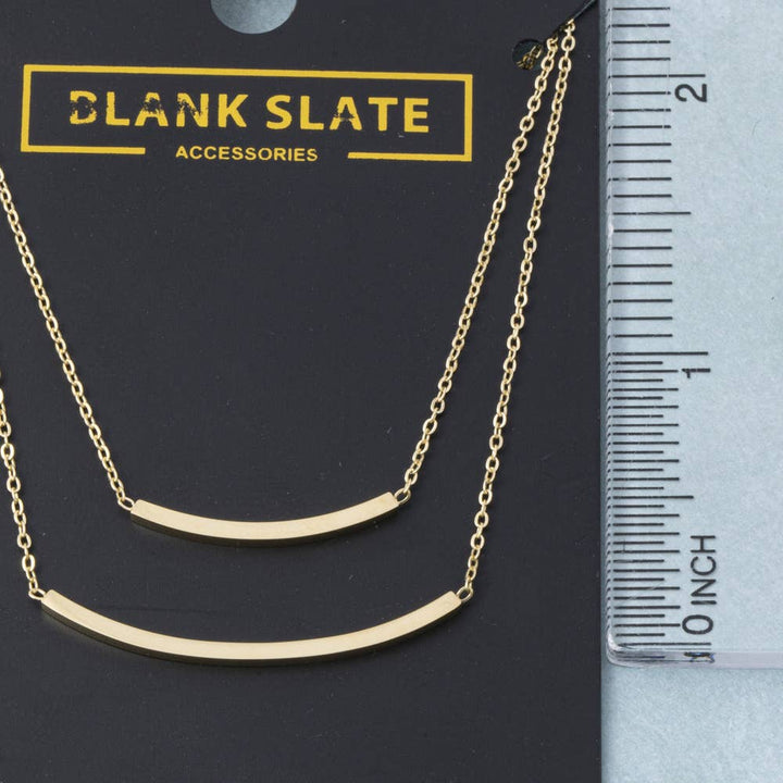 Gold Dipped Double Curved Bar Layered Necklace