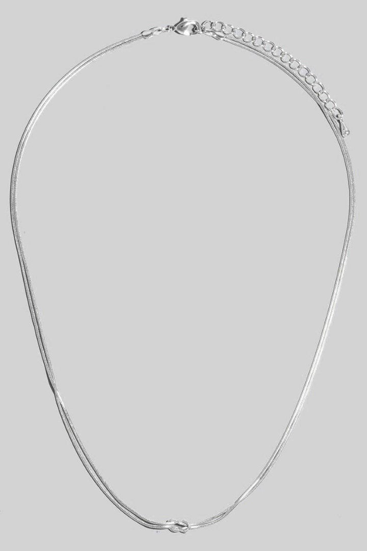 Dainty Metallic Knot Layered Chain Necklace