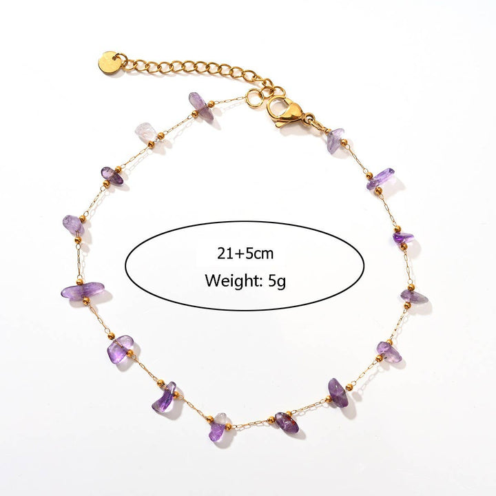 Stainless Steel Anklet with Colorful Stone Beads