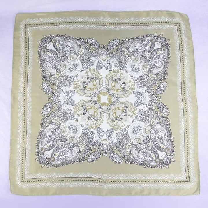 Ornate Paisley Medallion Print Satin Square Scarf