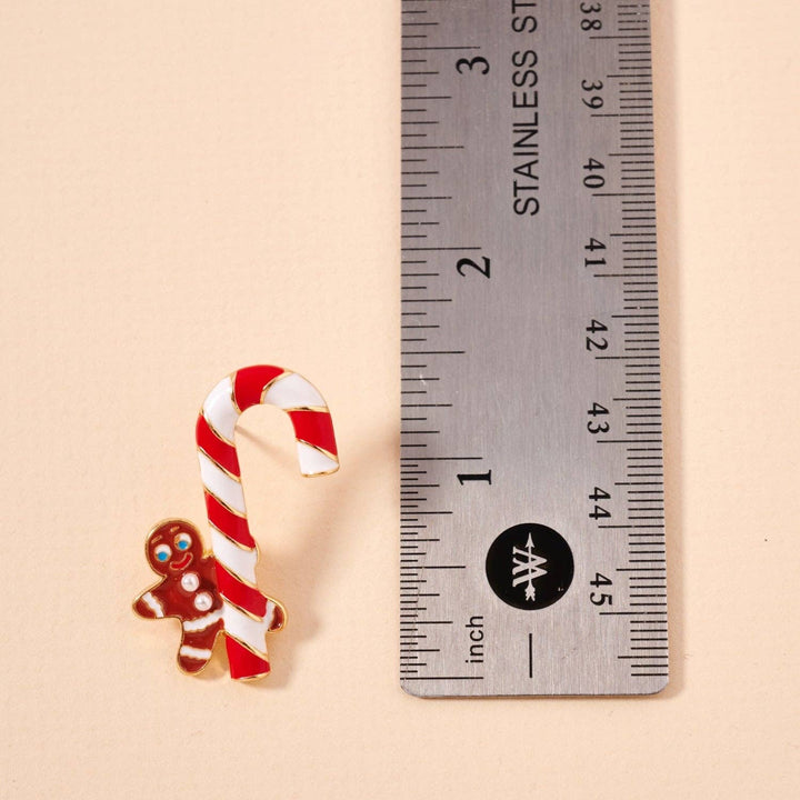 Candy Cane &amp; Gingerbread Stud Earrings | Christmas Holiday Earrings