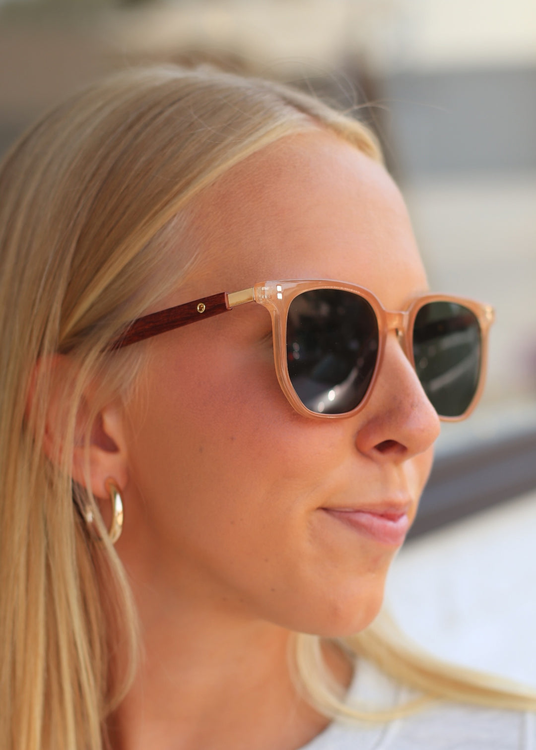 Wood Grain Square Sunglasses
