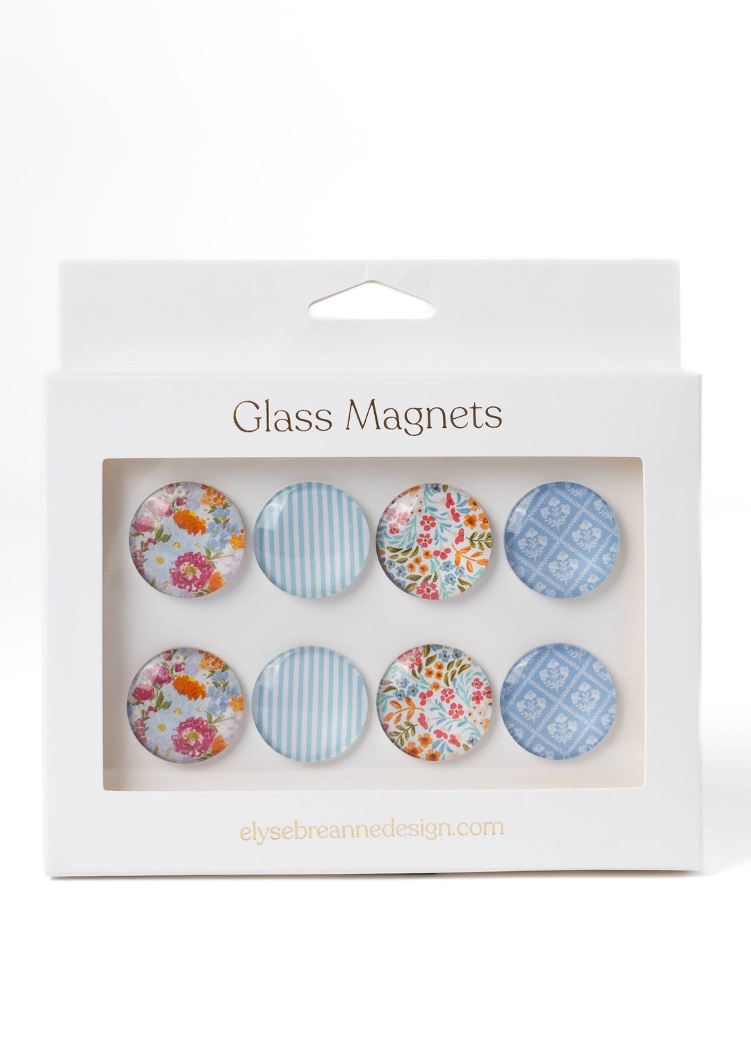 Glass Magnets, Box Set of 8 Floral Magnets