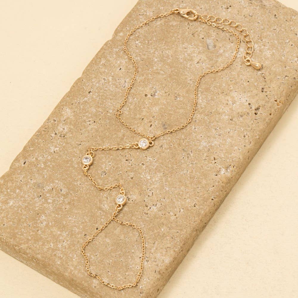 3 Cz Gems Intricate Hand Chain