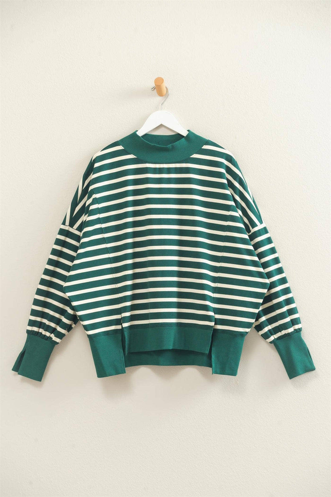 Striped Mock Neck Sweatshirt