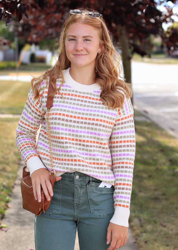 The Sunset Stroll Multi-Color Striped Pullover