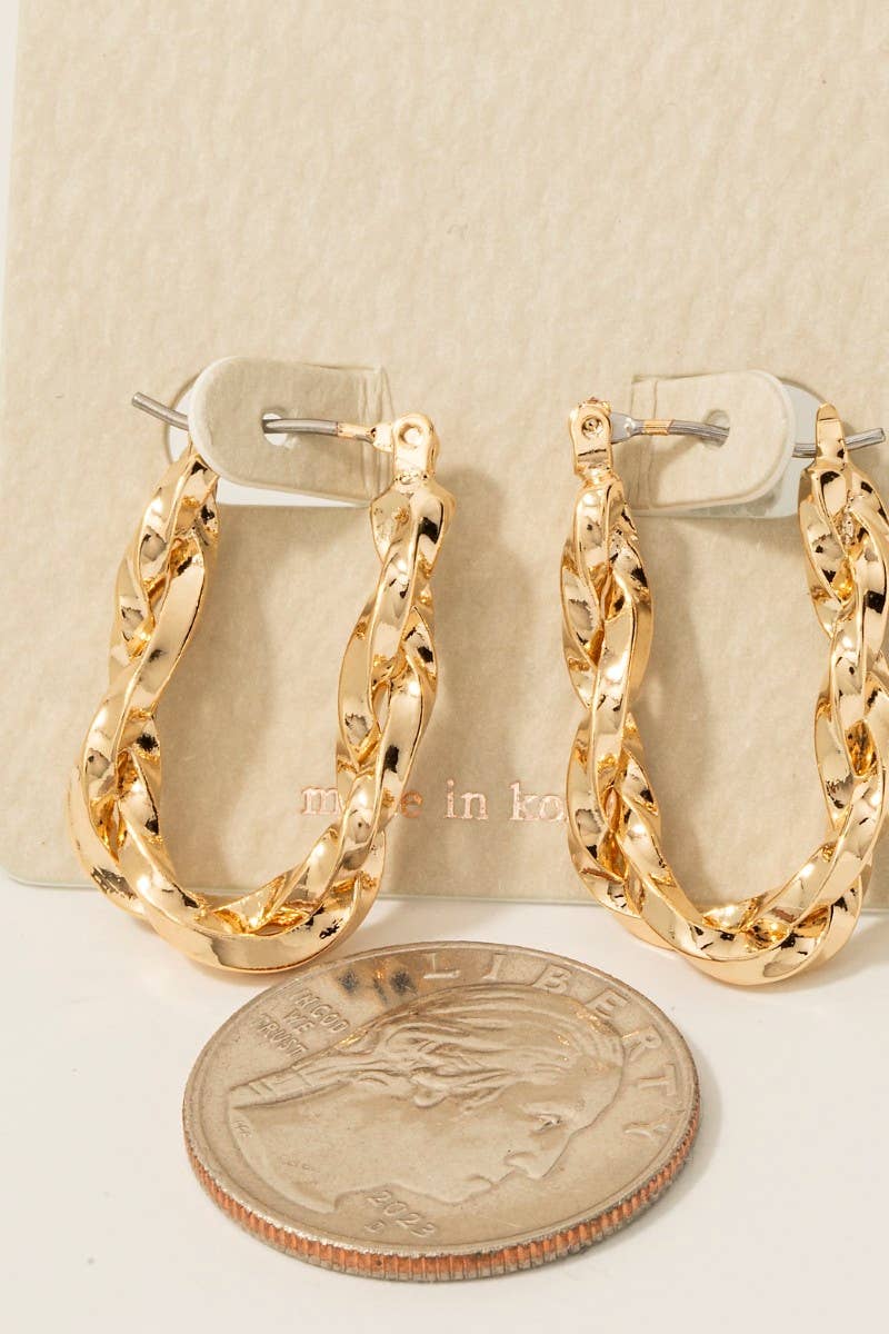 Twisted Oval Latch Hoop Earrings