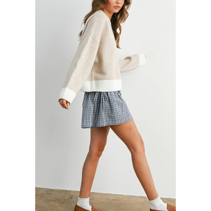 Cozy Contrast Trim Sweater