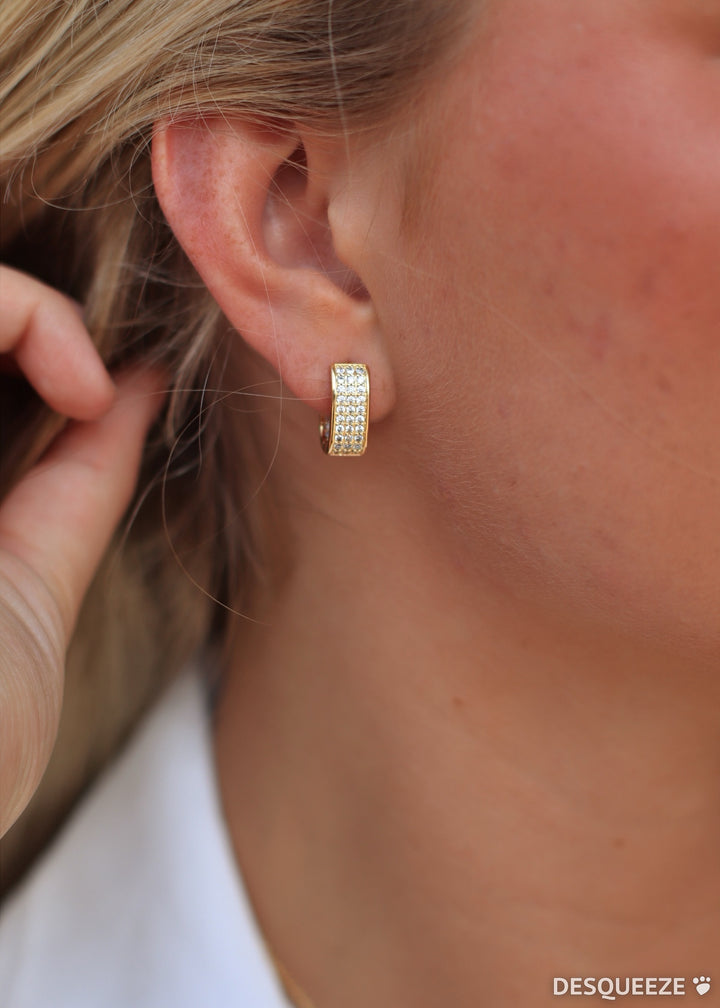 Pave Wide Oval Hinge Hoop Earrings