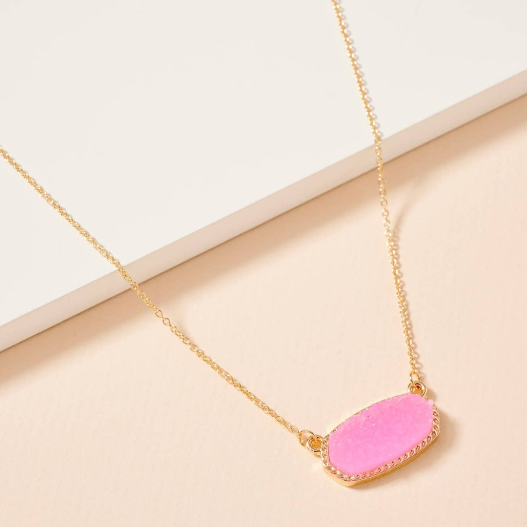 Pink Stone Charm Necklace