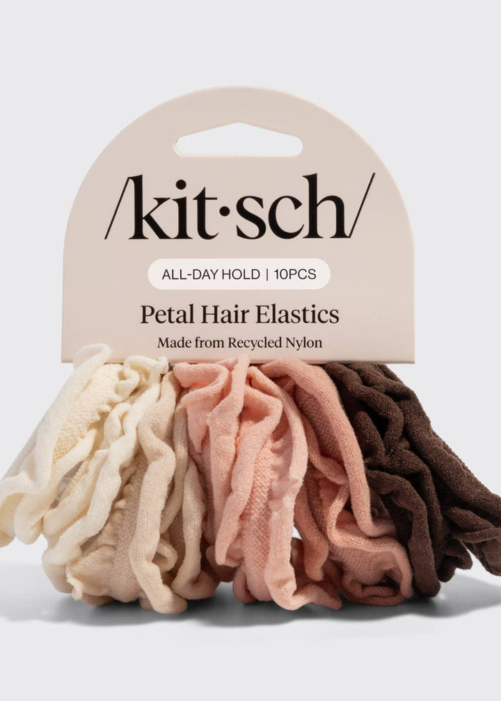 Recycled Fabric Petal Hair Elastics 10pc Set - Blush