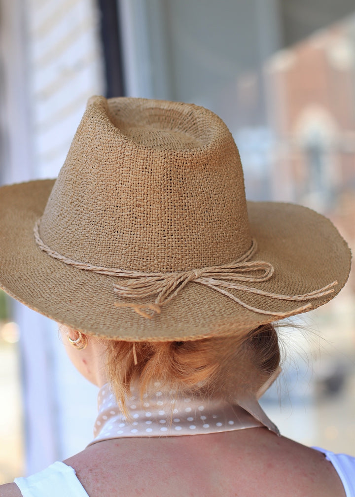 Paper Straw Braided Cord Band Cowboy Hat
