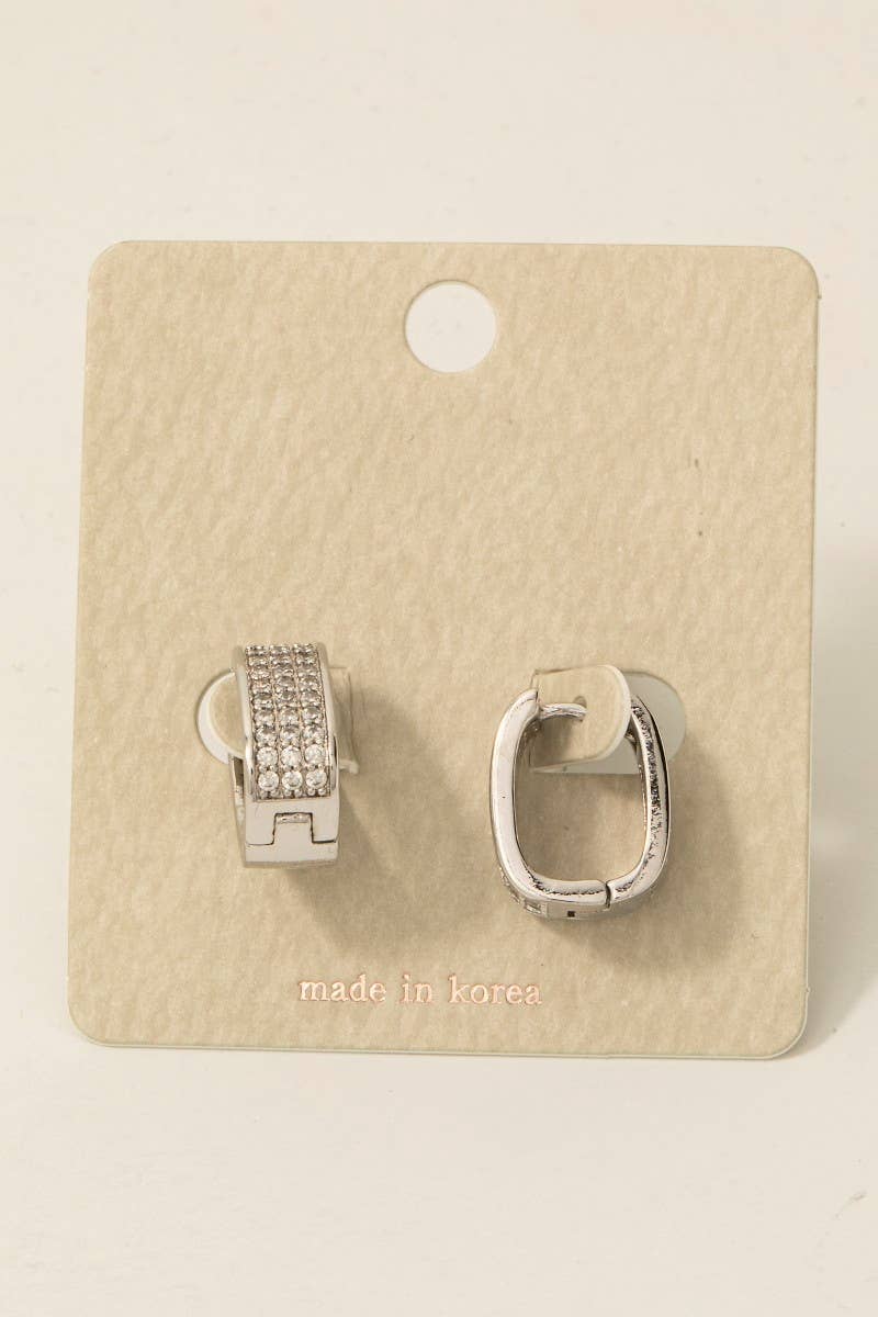 Pave Wide Oval Hinge Hoop Earrings