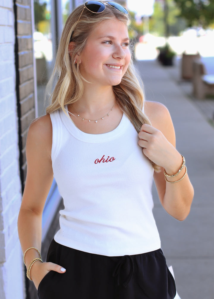 Ohio Script Ribbed Tank Top