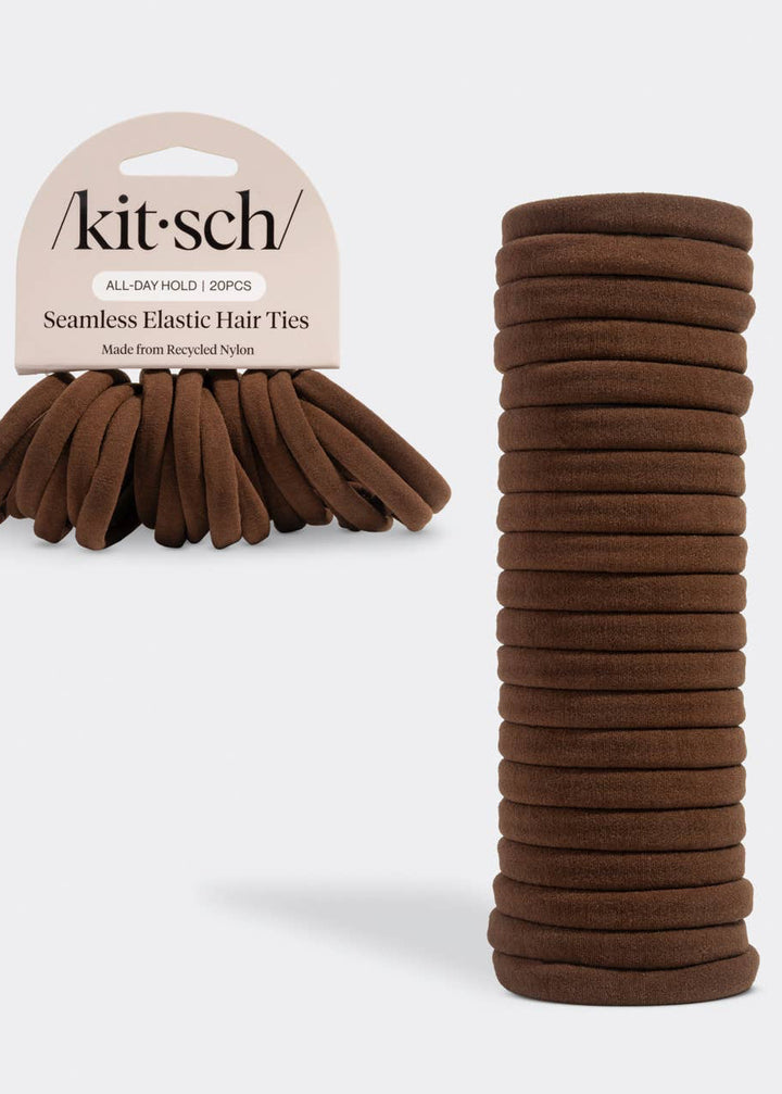 Recycled Fabric Seamless Hair Elastics 20pc Set - Chocolate
