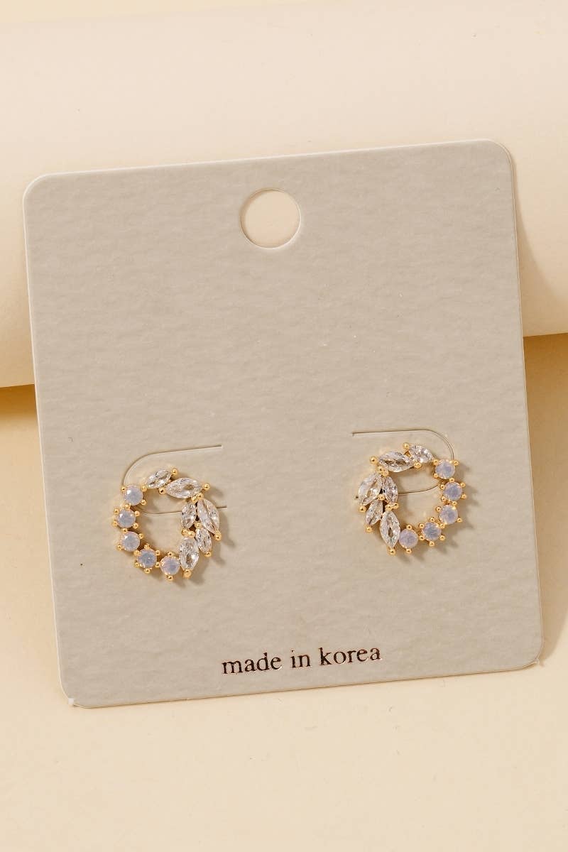 Mixed Cz Cluster Hoop Stud Earrings