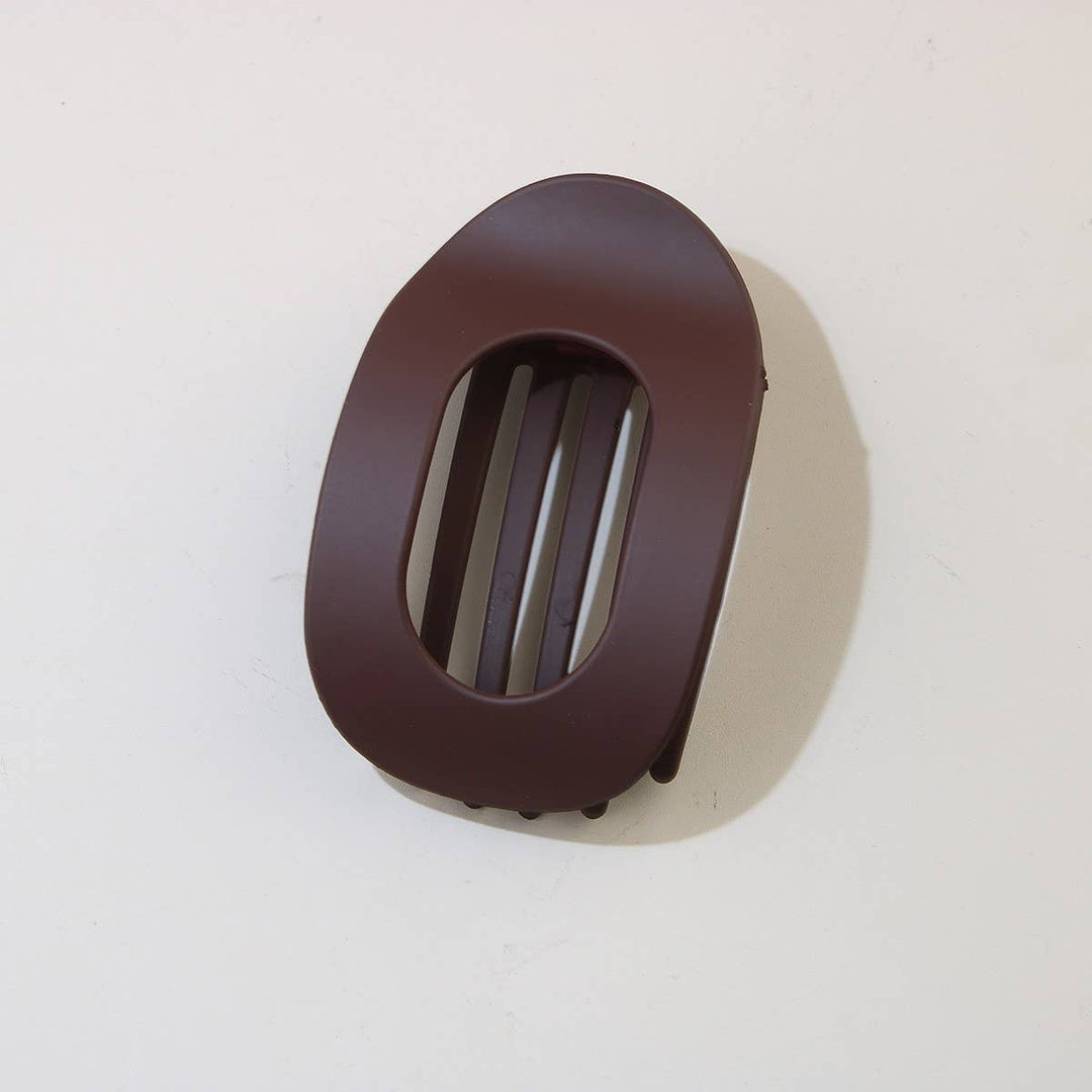 Oval Flat Hair Clip in Dark Coffee
