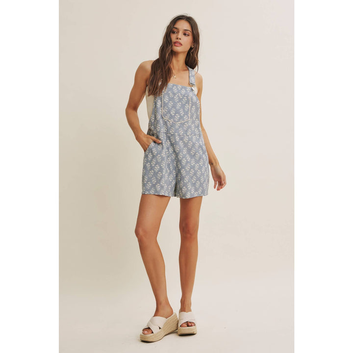 The Meadow Bloom Short Overall – Dusty Blue