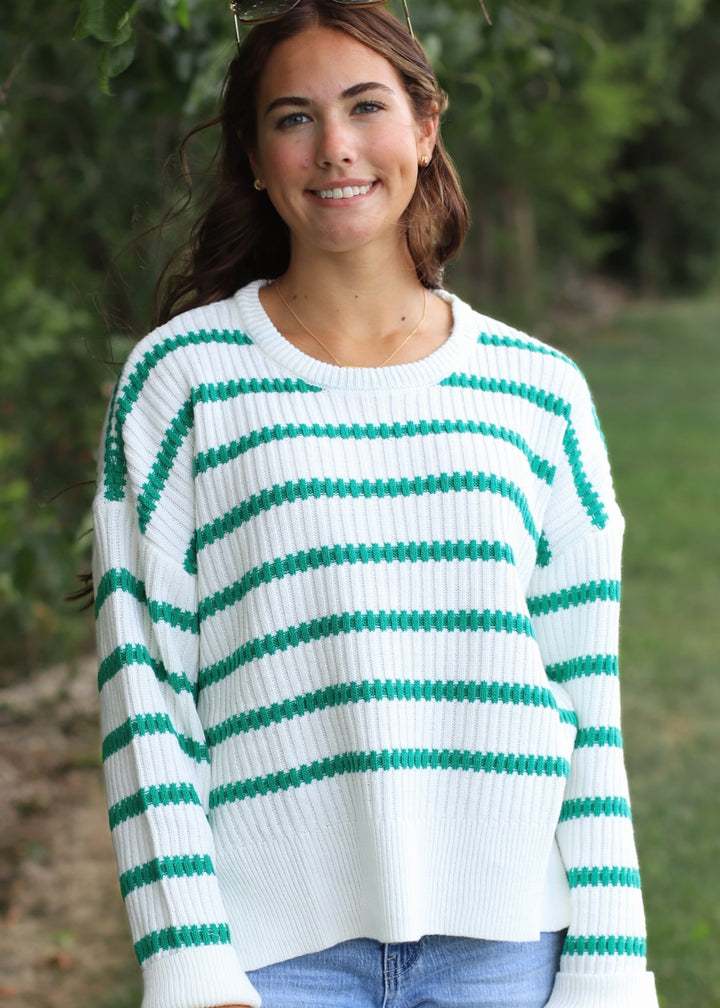 Kelly Boat Neck Striped Knit Sweater
